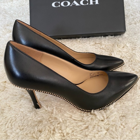 NEW COACH Samantha  Pointed Toe Pump Black/Gold Leather 7.5 - Picture 3 of 12